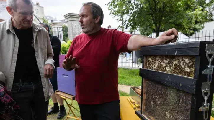 Des apiculteurs amateurs présentent leur métier au public.