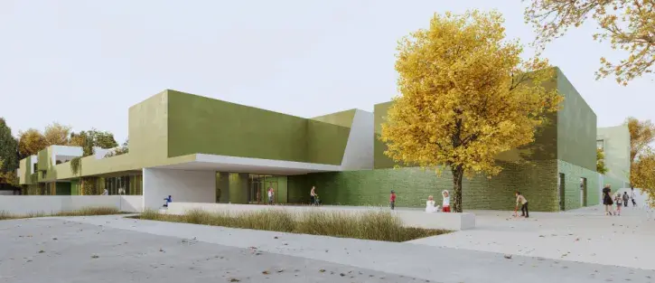 Vue d'arhcitectes sur les nouveaux bâtiments de l'école Camille-Claudel.