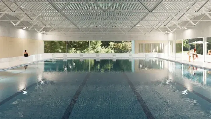 vue bassin intérieure piscine dervallières