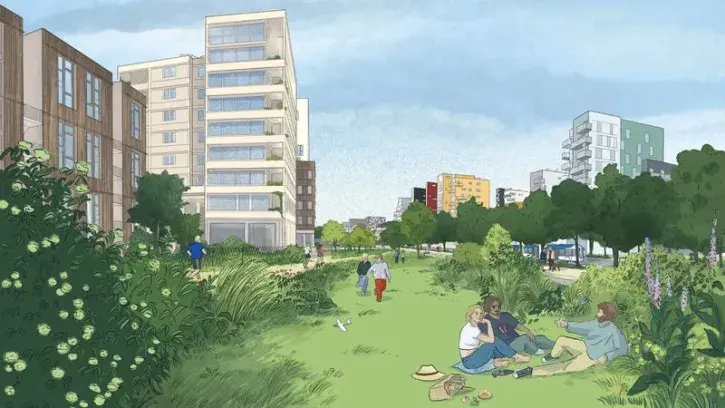 Illustration des futurs jardins de l'Estuaire sur l'île de Nantes.