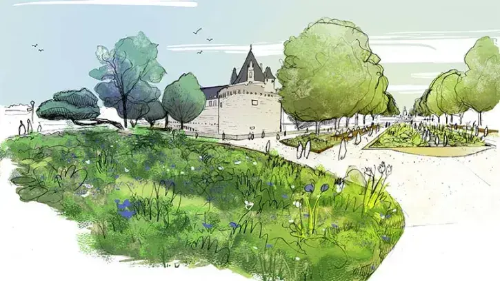 Fin 2025, le parking Duchesse-Anne laissera place à un jardin de 2100 m2. © Phytolab