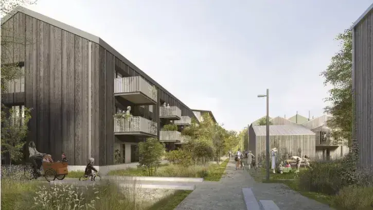 Les espaces publics du quartier feront la part belle à la végétation et à l'eau. Bordées de cheminements piétonniers, des noues plantées irrigueront le quartier. Ces fossés végétalisés, source de fraîcheur, permettront la gestion des eaux de pluie à ciel 