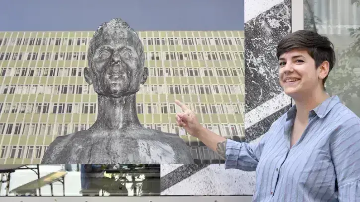 La photographe Axelle Auguin a accompagné huit étudiants et personnels pour un travail autour du patrimoine architectural de Nantes Université. Leurs œuvres sont exposées sur une façade de la Halle 6 Ouest sous le titre "Archiver le réel".