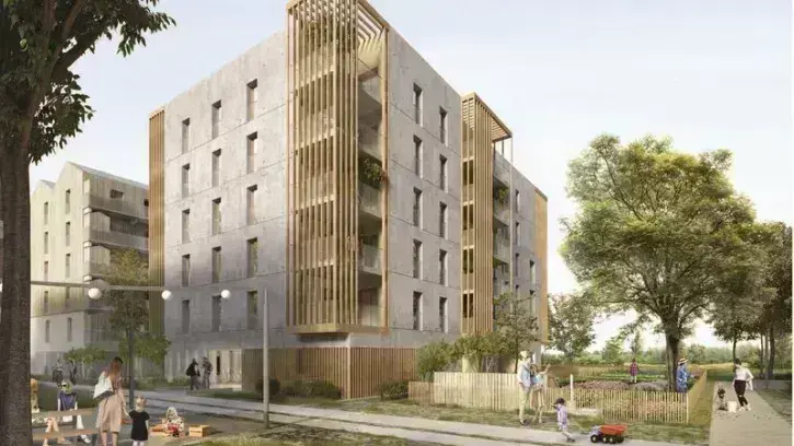 Le secteur Ouest du Vallon des Gohards verra sortir de terre 207 logements répartis en 12 bâtiments de formes variées, pensés en relation étroite avec le paysage. © JBA – architectes