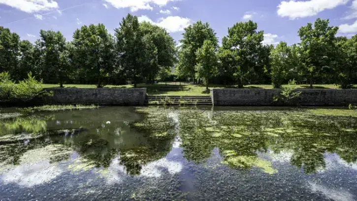 Construit à la fin du 17ème siècle, le bassin du Bois Briand se situe à côté des jardins du Manoir du même nom. Situé sur une promenade à la frontière entre Nantes et Sainte-Luce-sur-Loire, cet ouvrage de 100 mètres sur 19 mètres et 2 mètres de profondeur