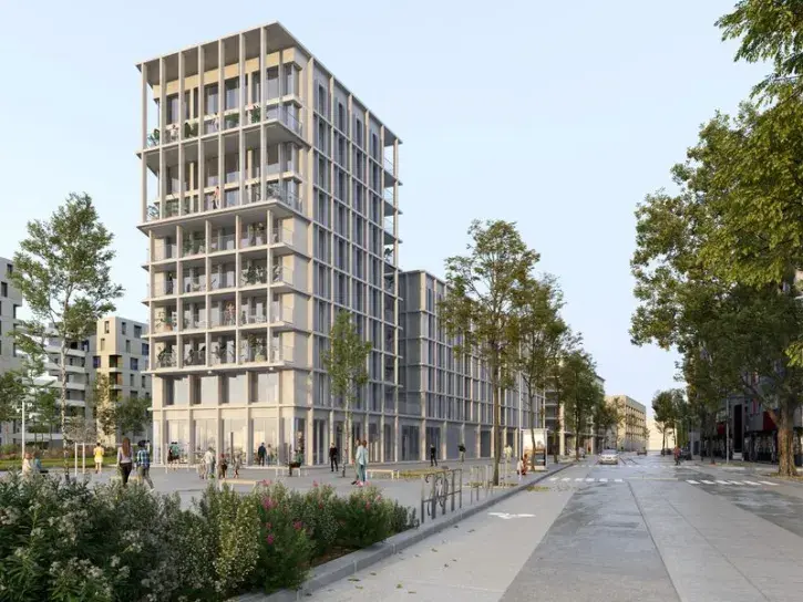 Le programme Calypso, porté par Giboire, la Nantaise d'habitations et Coop Logis, associera 170 logements, 6 commerces, ainsi que des locaux vélos et 157 places de stationnement, face à la place du Commandant-Cousteau, cœur battant du quartier. © Barré La
