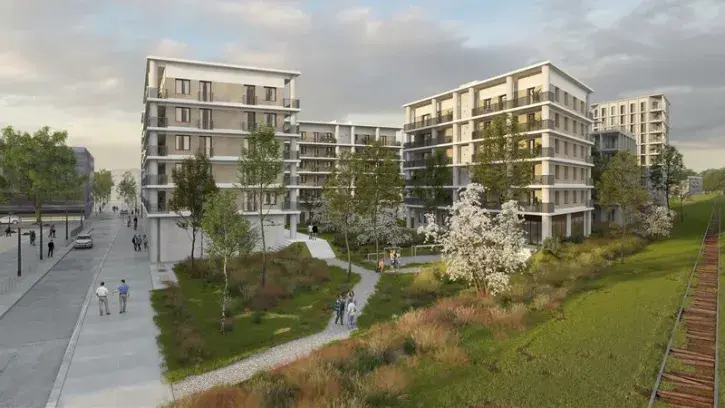 Trois immeubles, disposés autour d'un grand jardin privé, vont s'élever entre la route de Sainte-Luce et l'ancienne voie de chemin de fer. © Barré Lambot & Charles-Henri Tachon Architectes