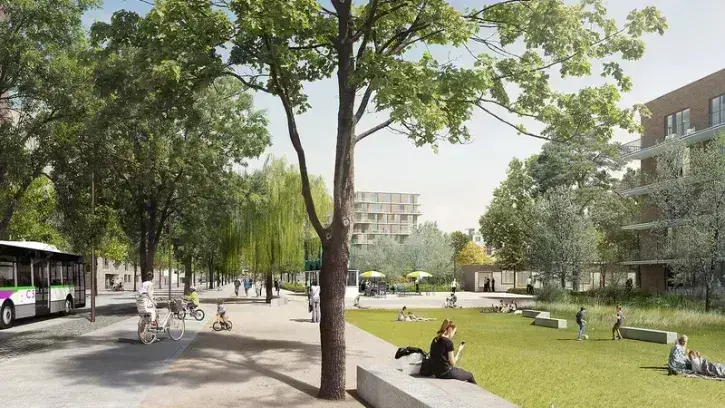De la pointe ouest de l'île de Nantes à la rue Paul-Nizan, les jardins de l'Estuaire s'étendront sur 1,6 km de long et 50 à 70 m de large soit 8 hectares de verdure. © Ajoa-laq/Samoa