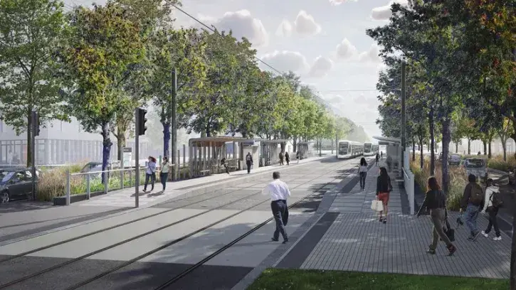 Projection de la station qui desservira le futur CHU sur l'île de Nantes.