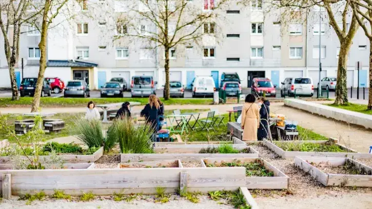 Bientôt, le potager se remplira de légumes et de fruits de toute sorte, disponibles à la cueillette pour les habitantes et habitants du quartier de Bellevue. © Garance Wester