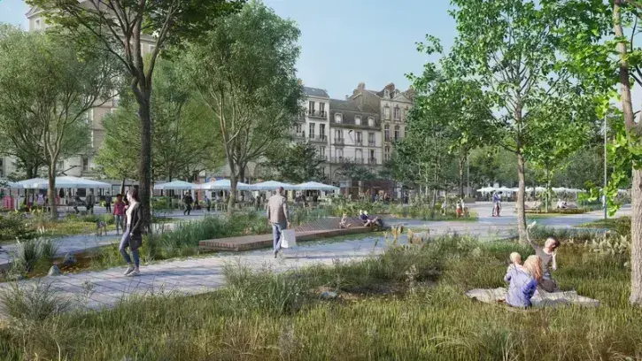 Le parc-archipel sera maillé des cheminements piétons entre les îlots arborés. © Agence TER