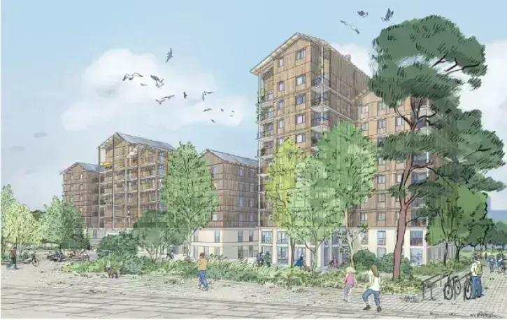 La première phase d'aménagement prévoit la construction de près de 1 000 logements, dont 30 % de logements sociaux et 25 % à prix abordable, mais aussi des commerces, des services, des bureaux et des équipements publics. © Atlantique Habitations - CIF - Y