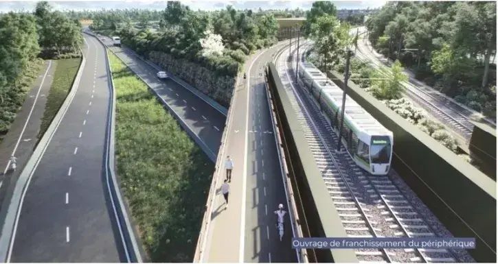 Une fois mis en service, le pont accueillera deux voies tramway et une voie verte pour les mobilités douces © Spectrum.