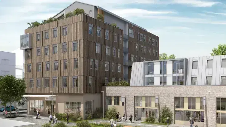 L'opération tertiaire Anna regroupe 3290 m2 de bureaux et 1000 m2 de locaux d'activités en pied d'immeuble. © O2BO / Aethica