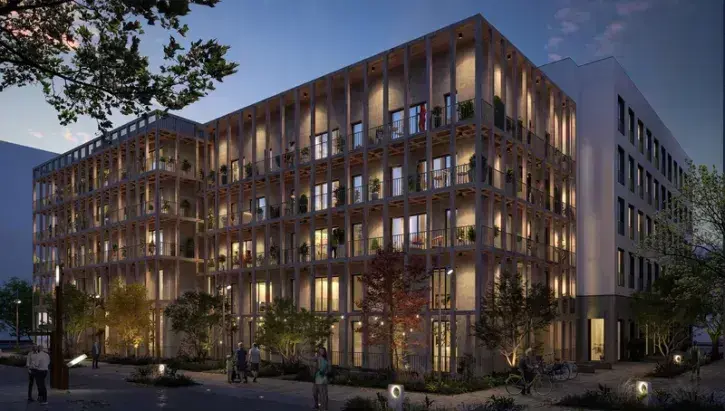 Le Carré des sens, situé sur l'îlot Adam est un ensemble de 39 logements, habillé de bois.  © Bouygues Immobilier