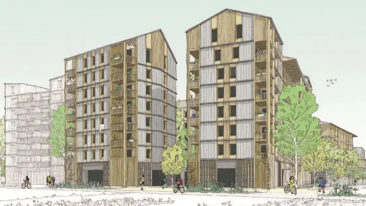 Le groupe CIF, associé à l'Atelier du Rouget Simon Teyssou & Associés et l'Atelier Belenfant Daubas, du porte un programme de 121 logements : 51 libres, 42 en bail réel solidaire, 28 sociaux. Le projet se compose d'immeubles organisés autour d'une cour ar