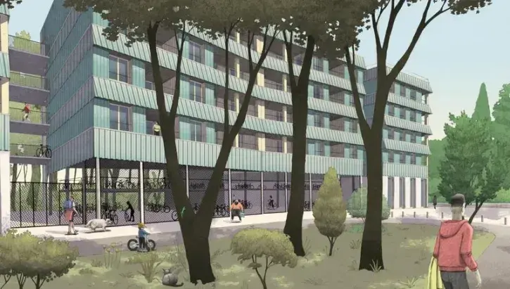 Le projet du promoteur Galeo et de MFa rassemble trois bâtiments autour d'un jardin unique. Le programme comprendra 83 logements - 54 libres, 29 sociaux -, un espace appropriable par les habitants du quartier et une activité tertiaire en rez-de-chaussée. 