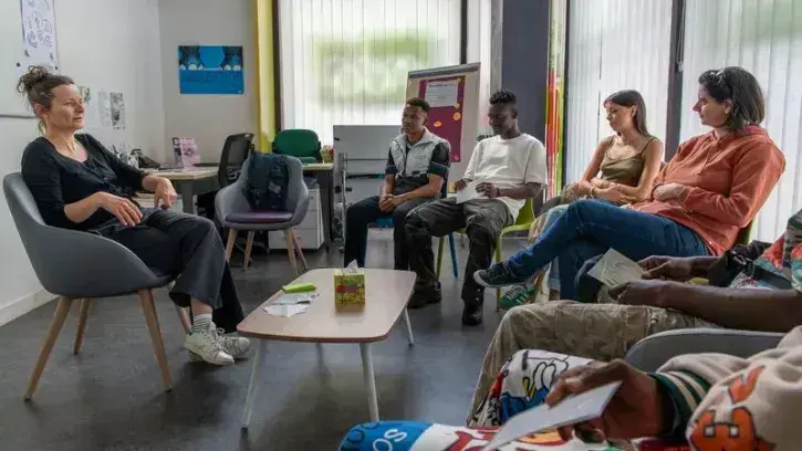 Un groupe de jeunes participant à l'atelier "À quoi j'ai droit ?" ©Loïc Gatteau