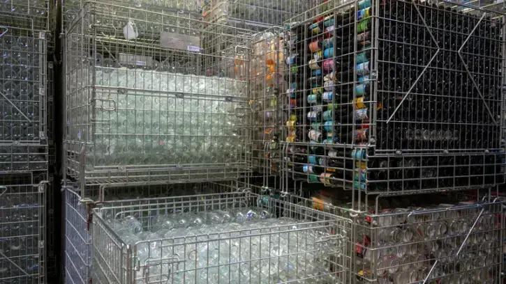 La première machine de la ligne de lavage est capable de sortir tous types de contenants des palettes, caisses… dans lesquelles ils arrivent pour les installer sur le convoyeur.