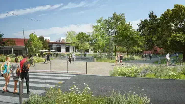 Route de Gachet, le projet prévoit notamment l'aménagement de terrasses et d'un kiosque pour plus de convivialité. ©  Ateliers up / Keran