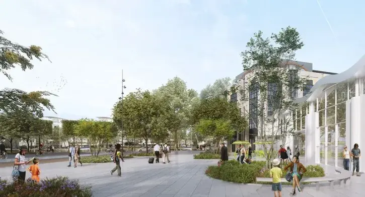 Le parvis sud de la gare va devenir une vaste place paysagère s'étirant jusqu'à la cale Saint-Félix. © Tu Verras.