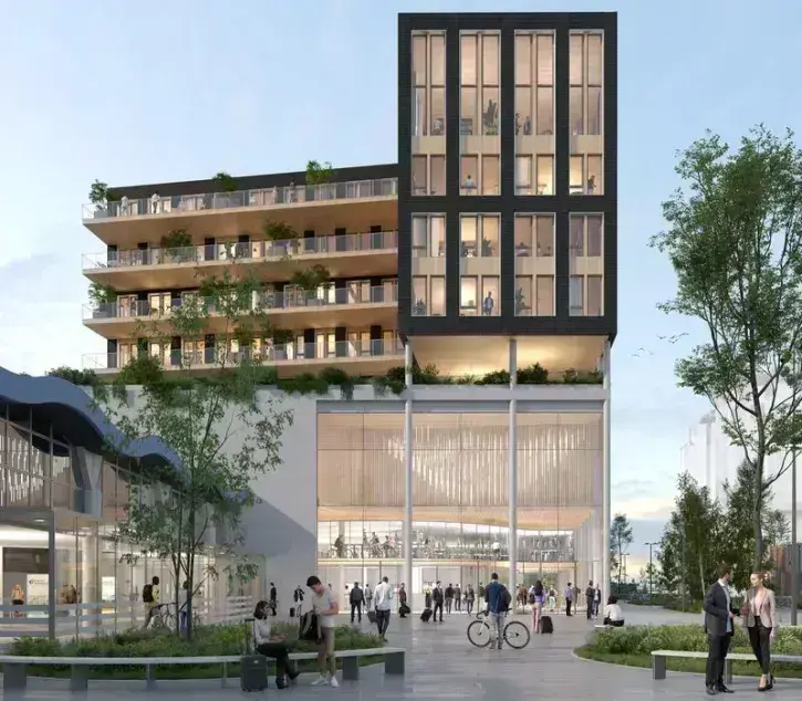 Un étage entier, accessible depuis le, parvis et le boulevard de Berlin, est réservé pour les vélos. Couvert et sécurisé, ce parking de plus de 1200 places permettra de parquer tous types de vélos, dont des vélos à assistance électrique (VAE) et des vélos