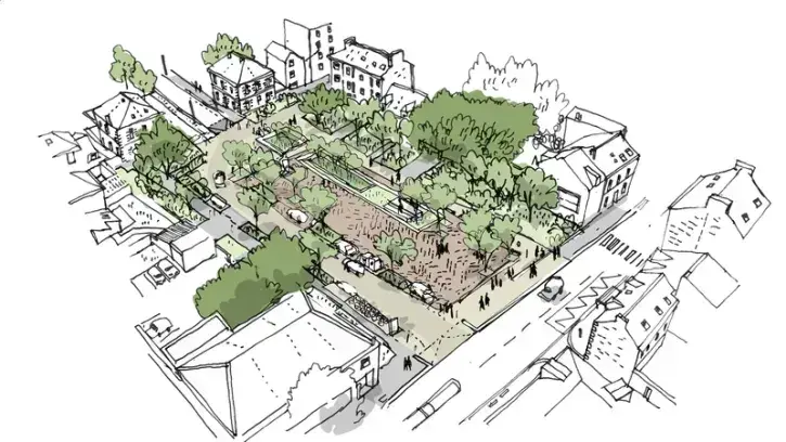 Esquisse de la future place du 51e Régiment d'artillerie. © Atelier Georges