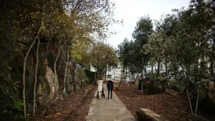 Le sillon de l'ancienne voie de chemin de fer a été transformé en une promenade piétonne ombragée, facilitant les cheminements entre le parc des Oblates et le Jardin extraordinaire. © Romain Boulanger