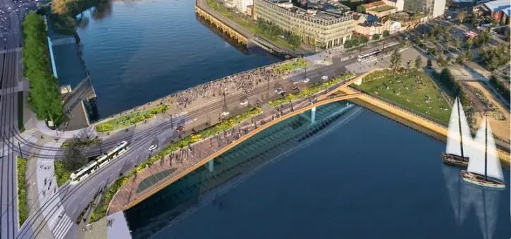 Le pont Anne-de-Bretagne sera transformé en profondeur pour faire plus de place à la nature et aux mobilités douces. © Dietmar Feichtinger Architectes